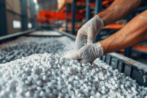 Close-up of customized plastic additive solutions tailored for specific industry needs.