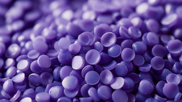 Close-up view of anti-static additives used in plastic manufacturing.