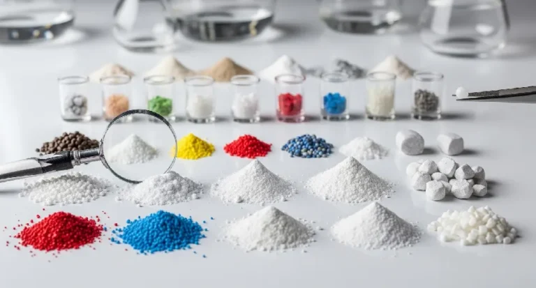 Illustration of plastic additives to improve performance, color, and sustainability for manufacturing applications.