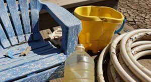 Plastic items without UV stabilizers in plastic additives look destroyed after sun exposure.
